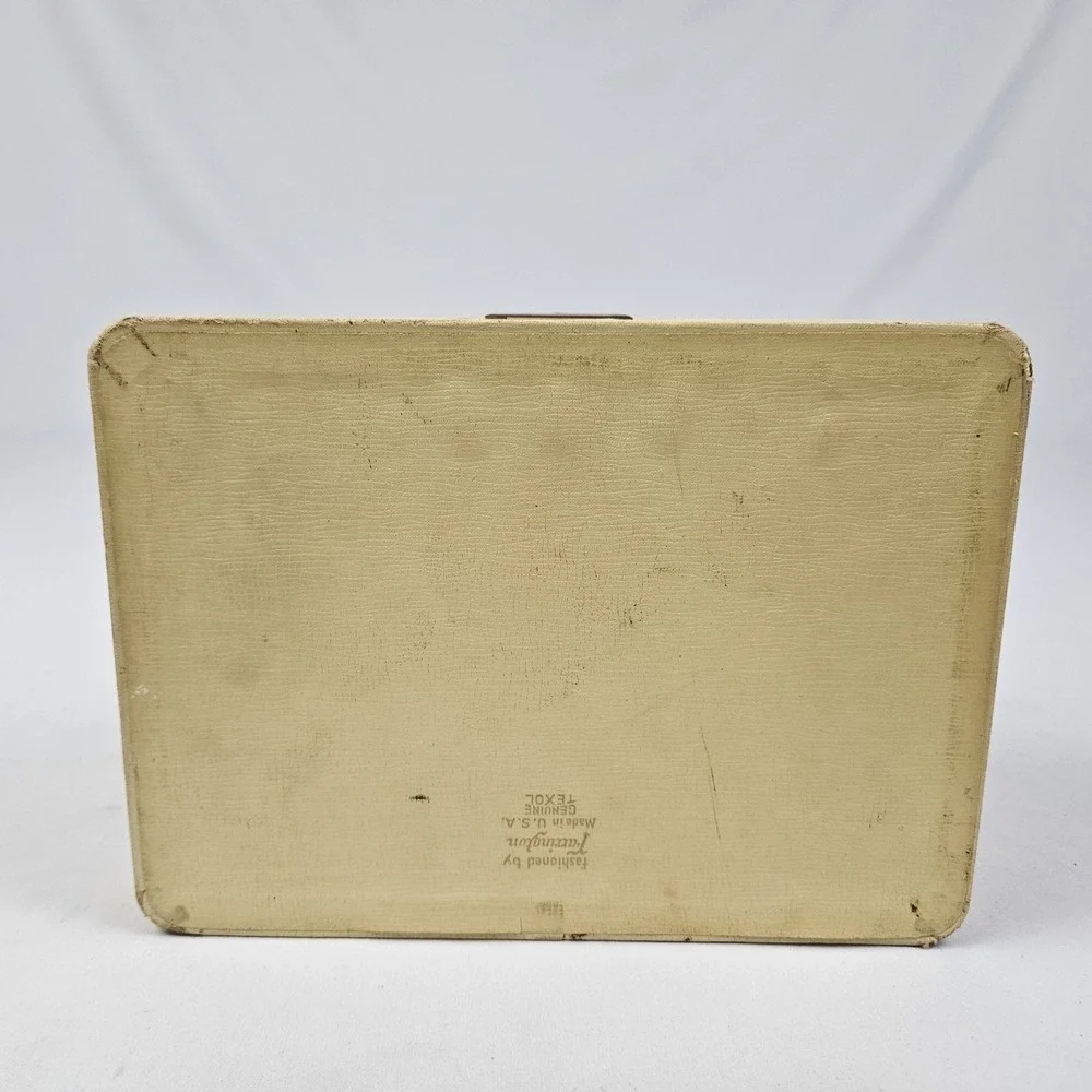 Vintage Jewelry Box Gold Embossed Faux Leather Farrington 50's Boho MCM